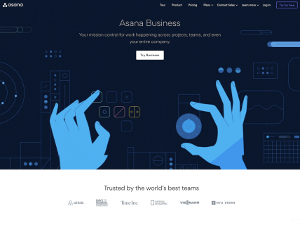 Screenshot of the Business page from the Asana website.