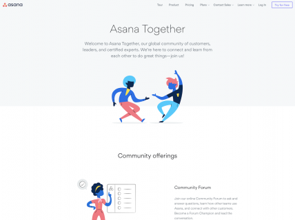 Screenshot of the Community page from the Asana website.