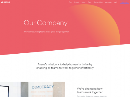 Screenshot of the Company page from the Asana website.