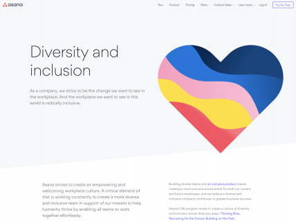 Screenshot of the Diversity and Inclusion page from the Asana website.