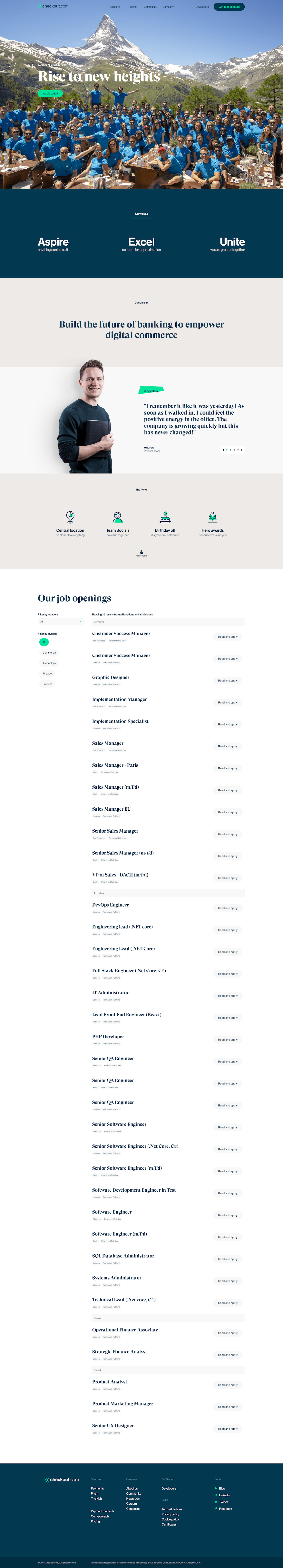 Screenshot of the Careers page from the Checkout website.
