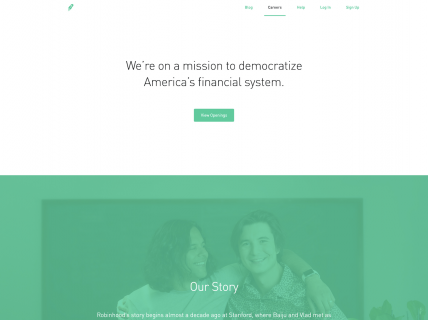 Screenshot of the Careers - Main page from the Robinhood website.