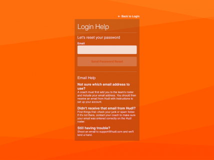 Screenshot of the Forgot Password page from the Hudl website.