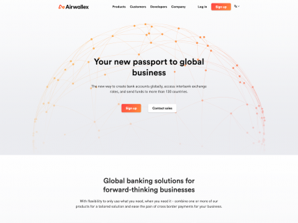 Screenshot of the Home page from the Airwallex website.