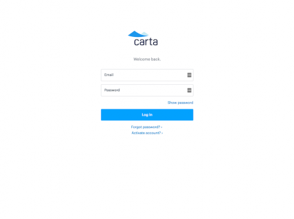 Screenshot of the Login page from the Carta website.