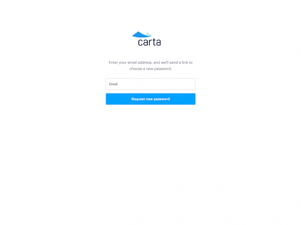 Screenshot of the Reset Password page from the Carta website.