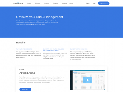 Screenshot of the Product - Manage page from the Better Cloud website.