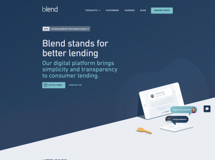 Screenshot of the Home page from the Blend website.