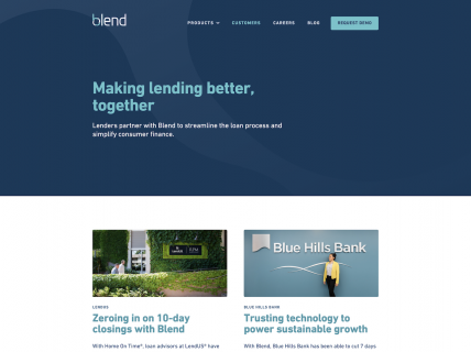 Screenshot of the Success Stories page from the Blend website.