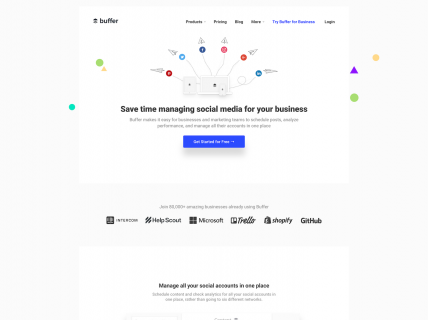 Screenshot of the Home page from the Buffer website.