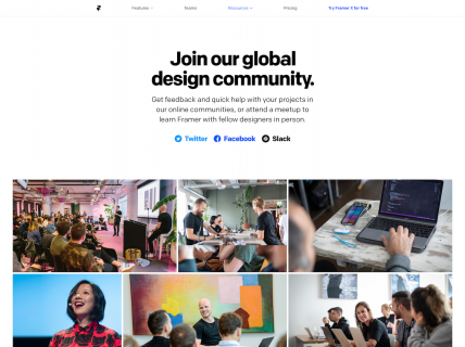 Screenshot of the Our Global Community page from the Framer website.