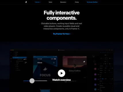 Screenshot of the Features – Components page from the Framer website.