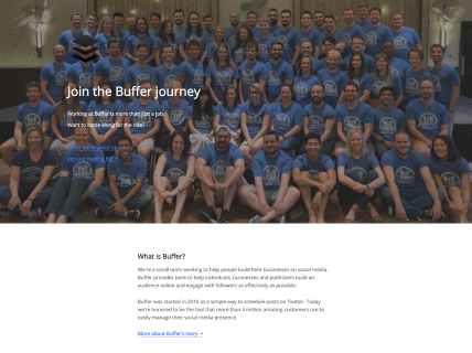Screenshot of the Careers page from the Buffer website.