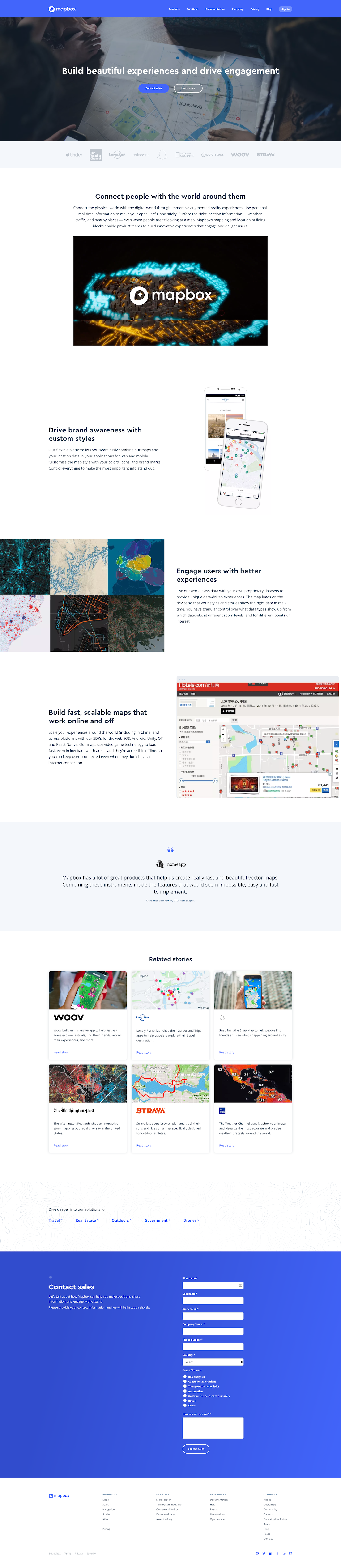 Screenshot of the Consumer Apps page from the Mapbox website.