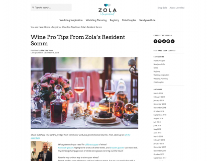 Screenshot of the Blog – Article page from the Zola website.