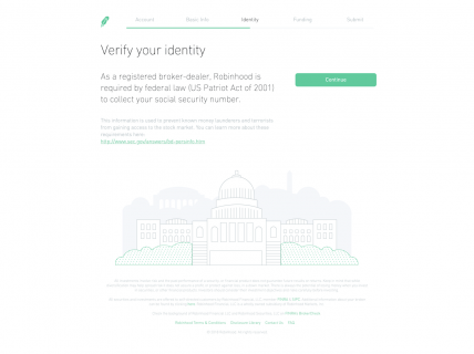 Screenshot of the Sign Up – Step 3 page from the Robinhood website.
