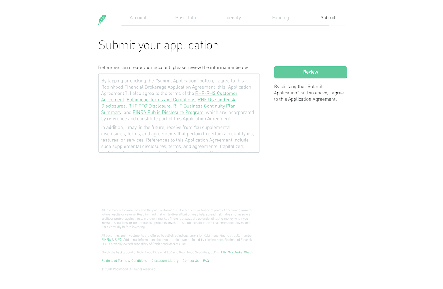 Screenshot of the Sign Up - Step 7 page from the Robinhood website.