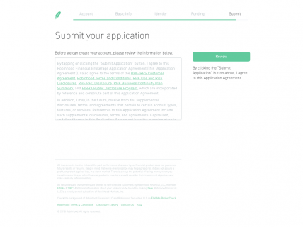 Screenshot of the Sign Up - Step 7 page from the Robinhood website.