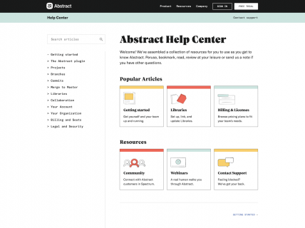 Screenshot of the Help page from the Abstract website.