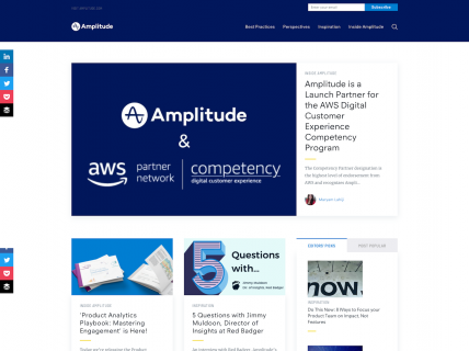 Screenshot of the Blog – Main page from the Amplitude website.