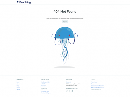 Screenshot of the 404 page from the Benchling website.