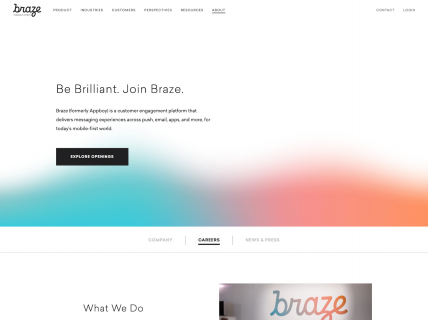 Screenshot of the Careers page from the Braze website.