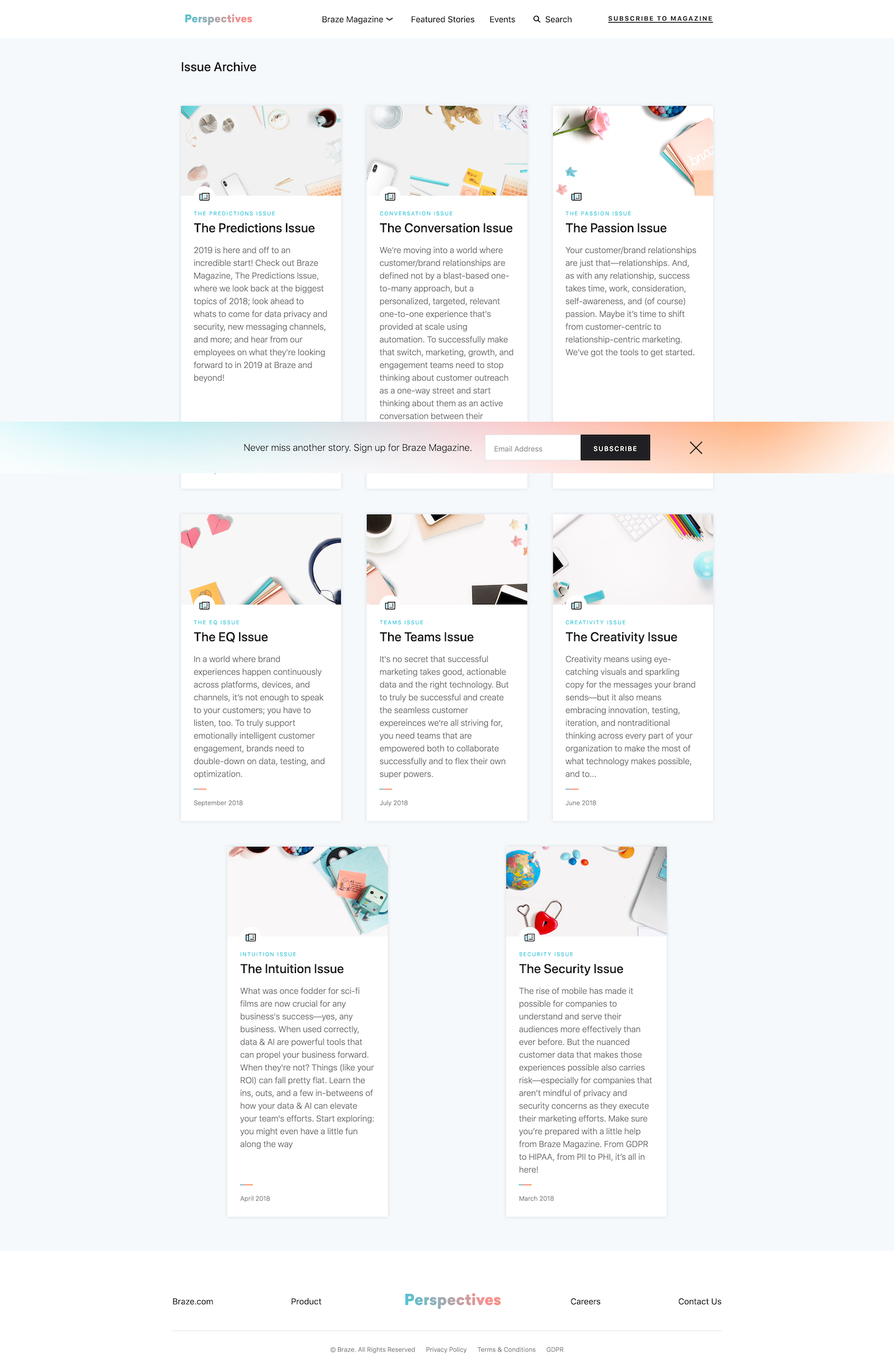 Screenshot of the Blog - Articles page from the Braze website.
