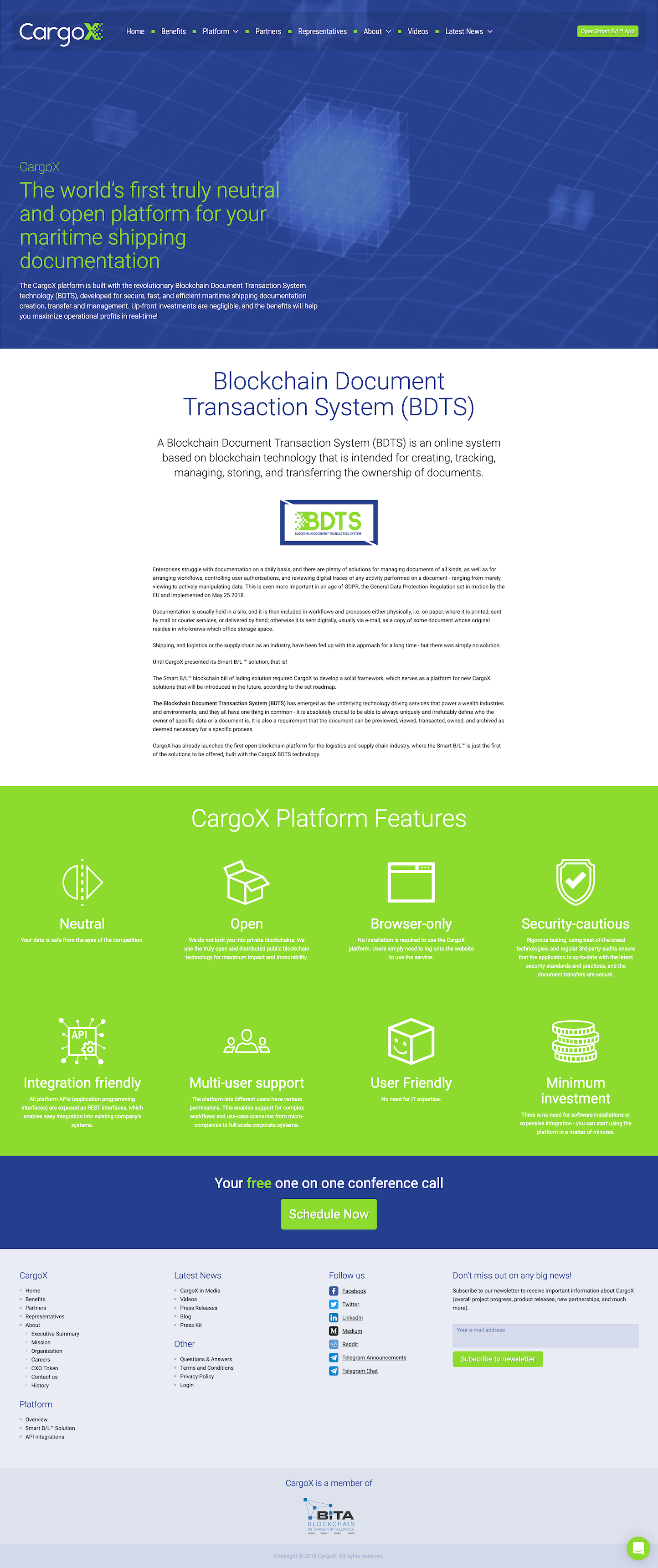Screenshot of the Platform Overview page from the CargoX website.