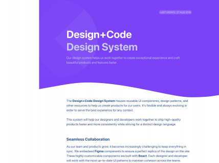 Screenshot of the Design System page from the Design+Code website.