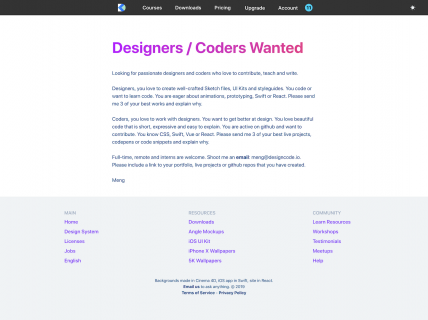Screenshot of the Jobs page from the Design+Code website.