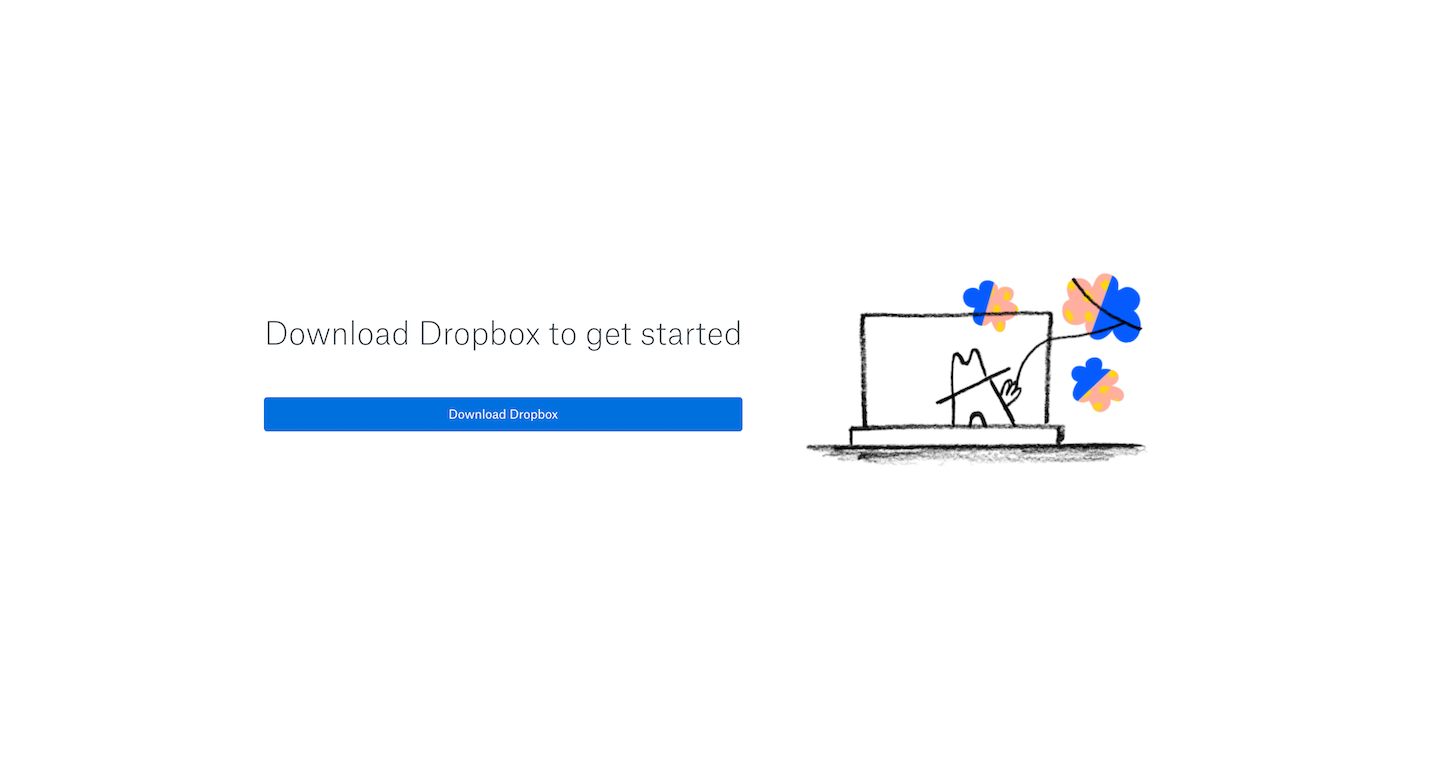 Screenshot of the Install page from the Dropbox website.