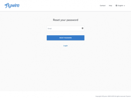 Screenshot of the Password Reset page from the Flywire website.