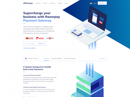 Screenshot of the Payment Gateway page from the Razorpay website.