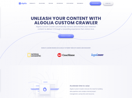 Screenshot of the Product – Crawler page from the Algolia website.
