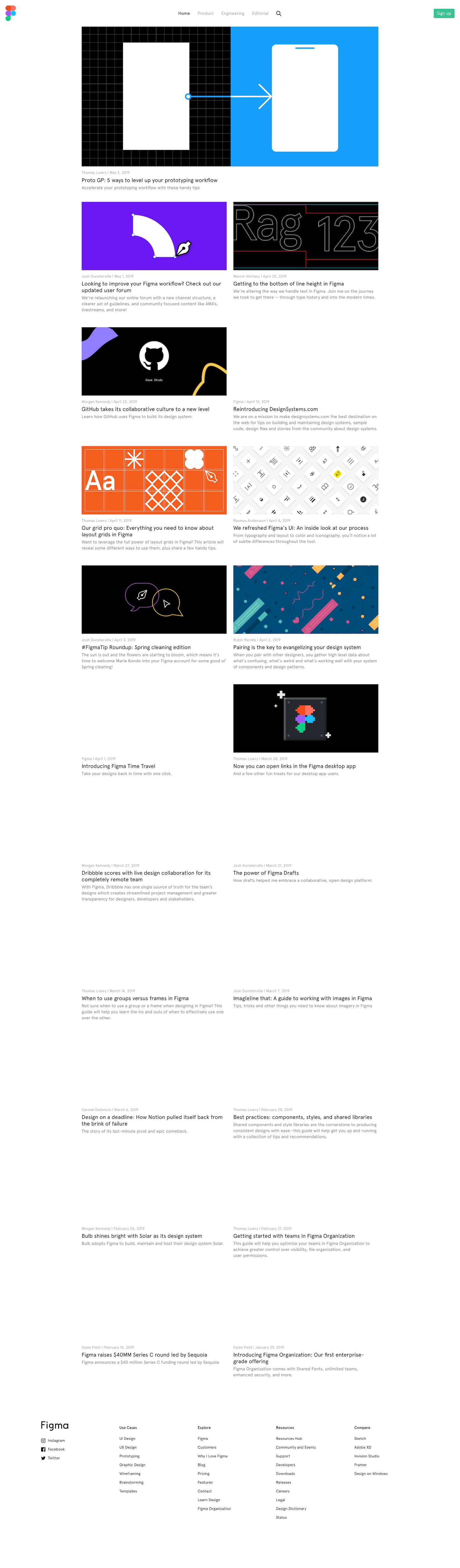 Screenshot of the Blog - Main page from the Figma website.