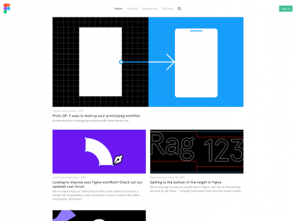 Screenshot of the Blog – Main page from the Figma website.