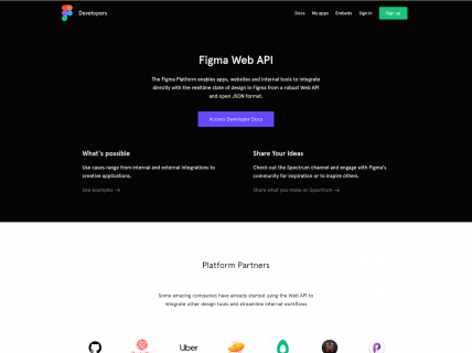 Screenshot of the Resources – Developers page from the Figma website.