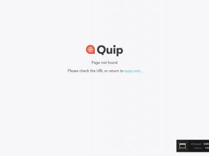 Screenshot of the 404 page from the Quip website.