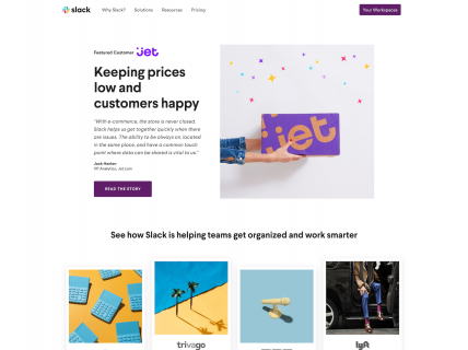 Screenshot of the Customers page from the Slack website.