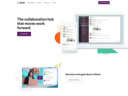 Screenshot of the Features page from the Slack website.