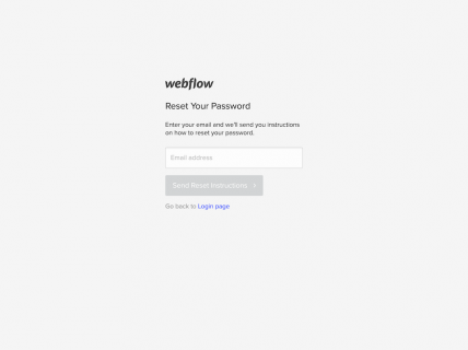Screenshot of the Password Reset page from the Webflow website.
