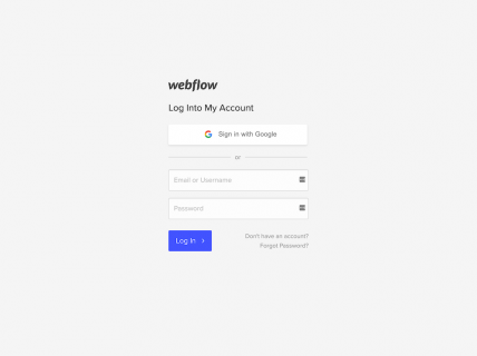 Screenshot of the Login page from the Webflow website.